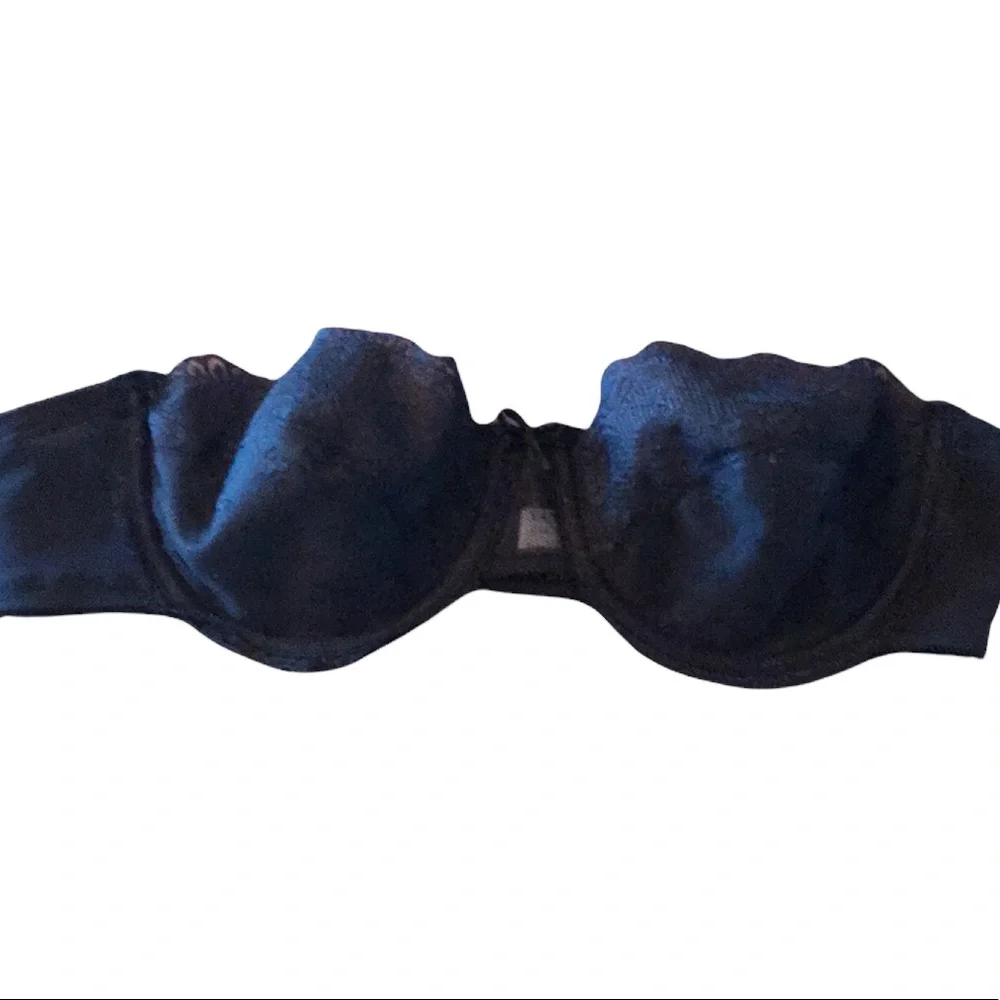 Vintage bra black lace Vanity Fair 36A strapless